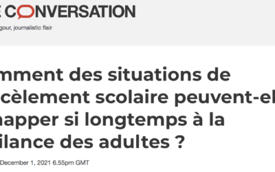Comment des situations de harcèlement scolaire peuvent-elles échapper si longtemps à la vigilance des adultes  ?, article de The Conversation France